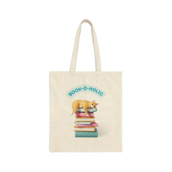Book-o-holic Cat Sleeping on Stack of Books Canvas Tote Bag