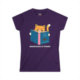 Knowledge Is Power Reading Cat Women's Soft Tee