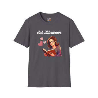 Hot Librarian Girl with Glasses Hearts Unisex Softstyle T-Shirt