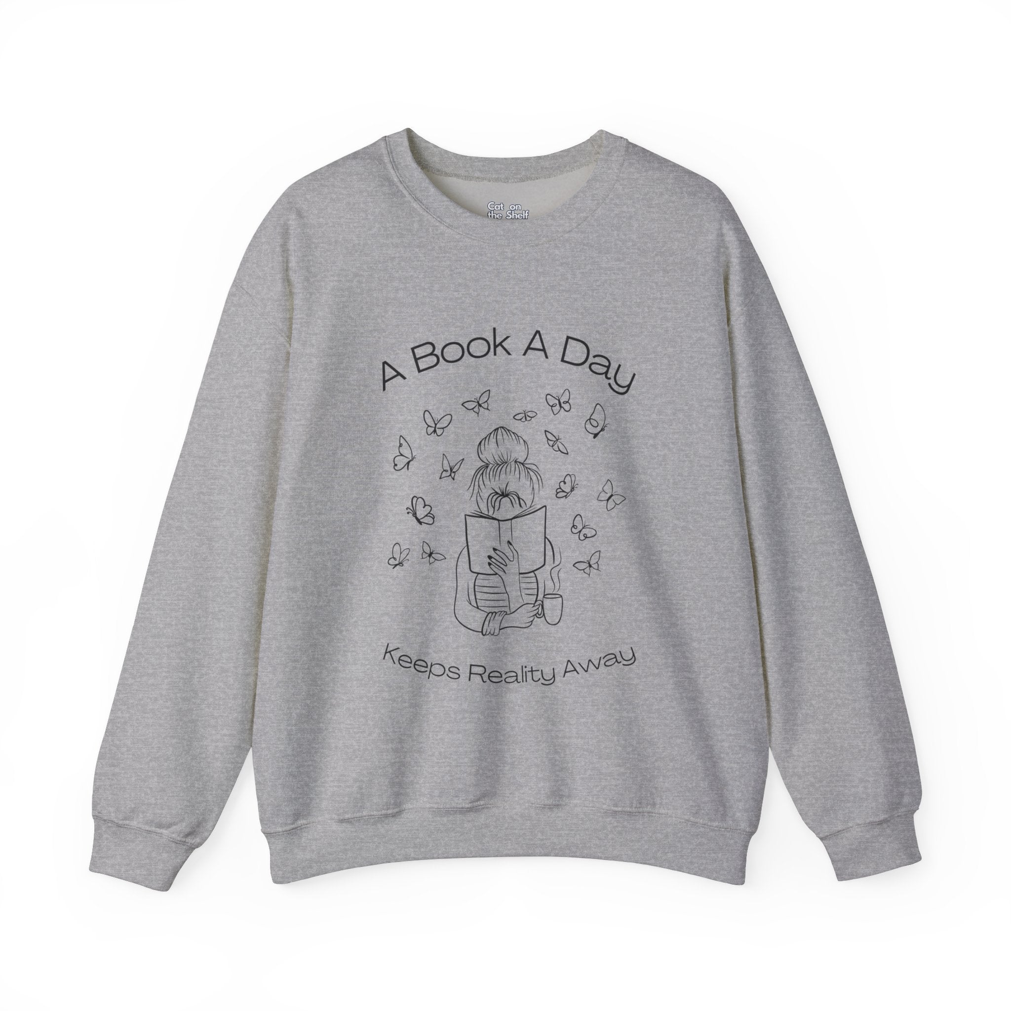 A Book A Day Keeps Reality Away Butterflies Unisex Heavy Blend™ Crewneck Sweatshirt