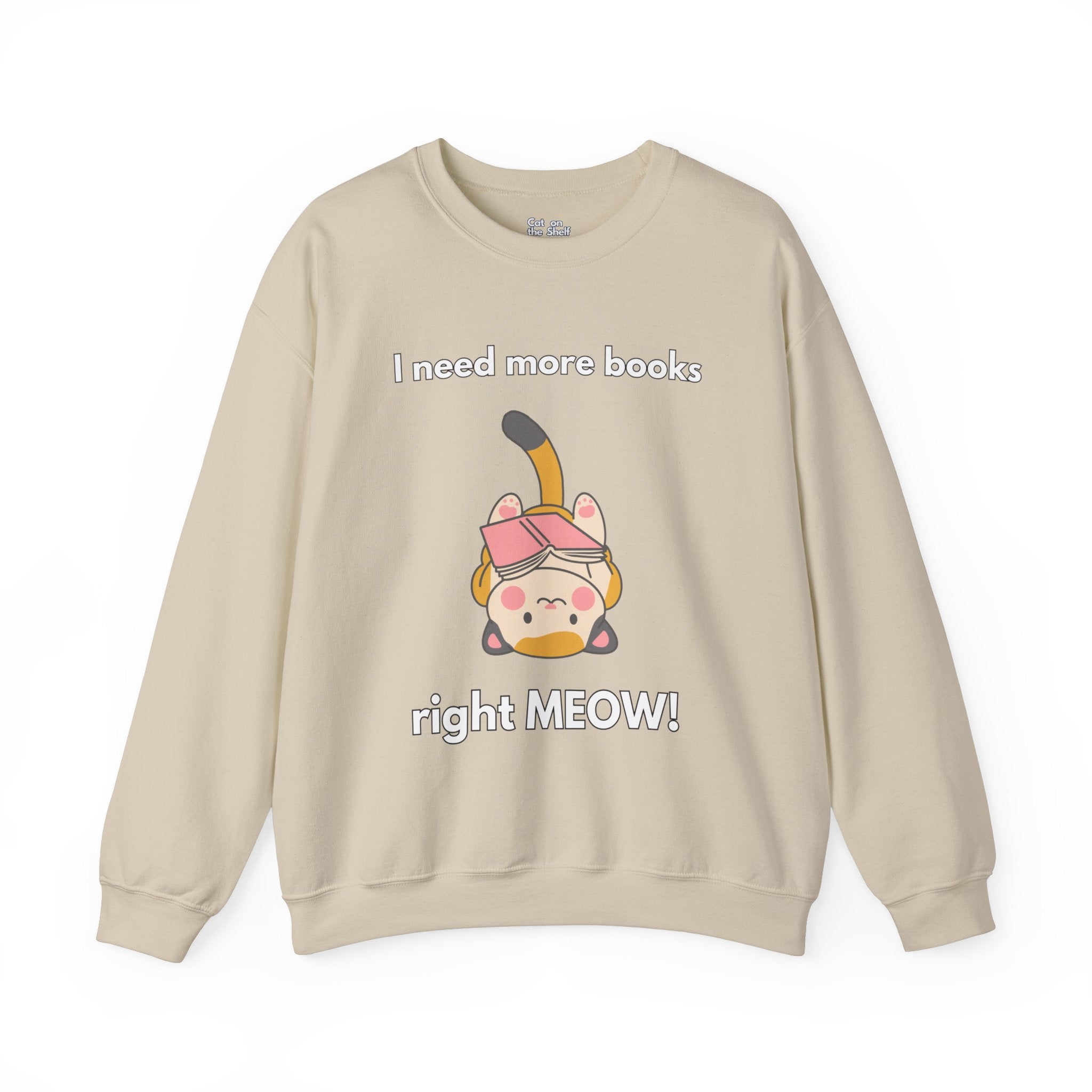 I Need More Books Right Meow Orange Cat Unisex Heavy Blend™ Crewneck Sweatshirt