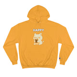 Happy Cute Cat Drinking Coffee Champion Hoodie