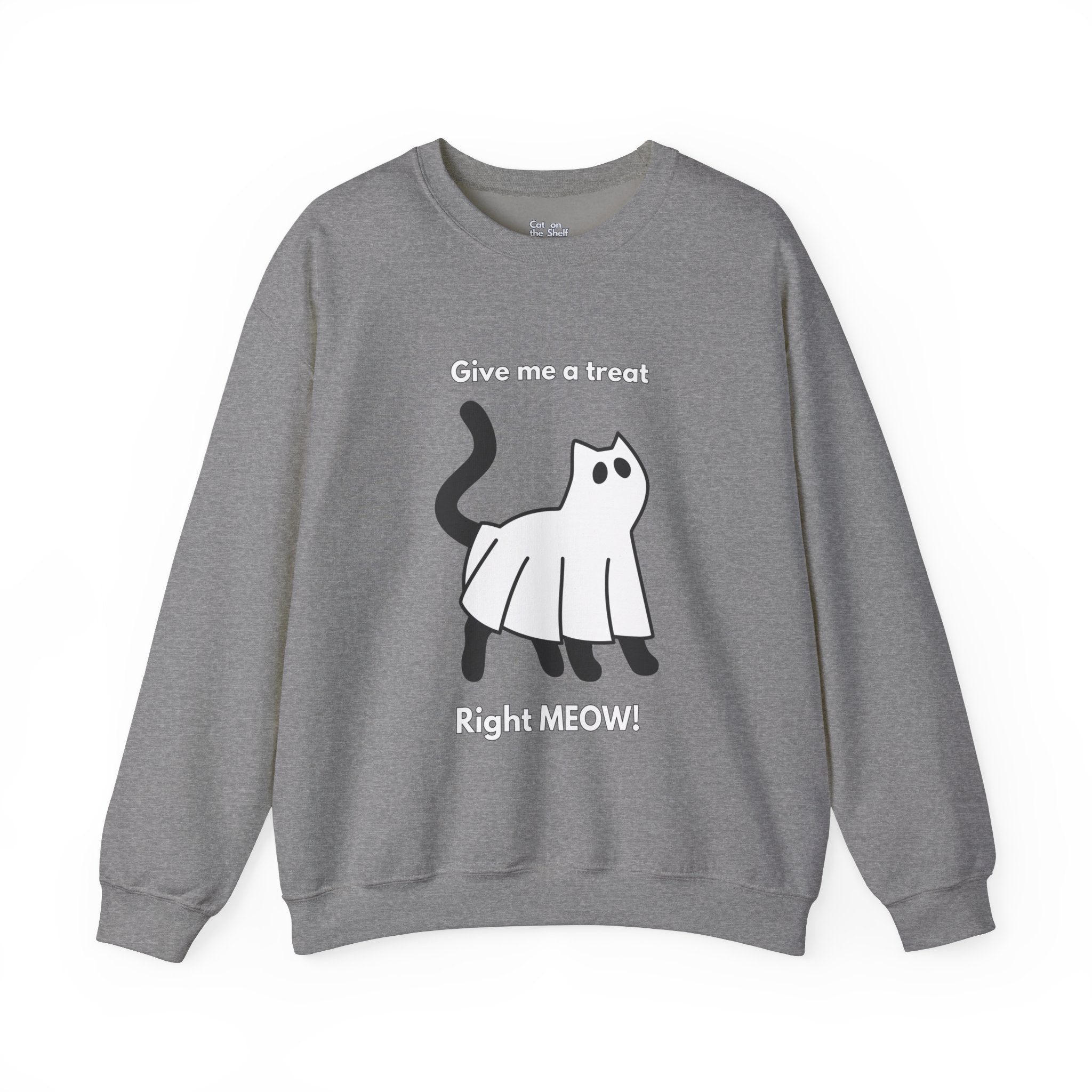 Give Me A Treat Right Meow Halloween Cat Unisex Heavy Blend™ Crewneck Sweatshirt