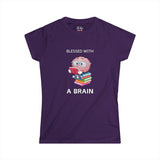 Blessed With A Brain Reading Brain Women's Soft Tee