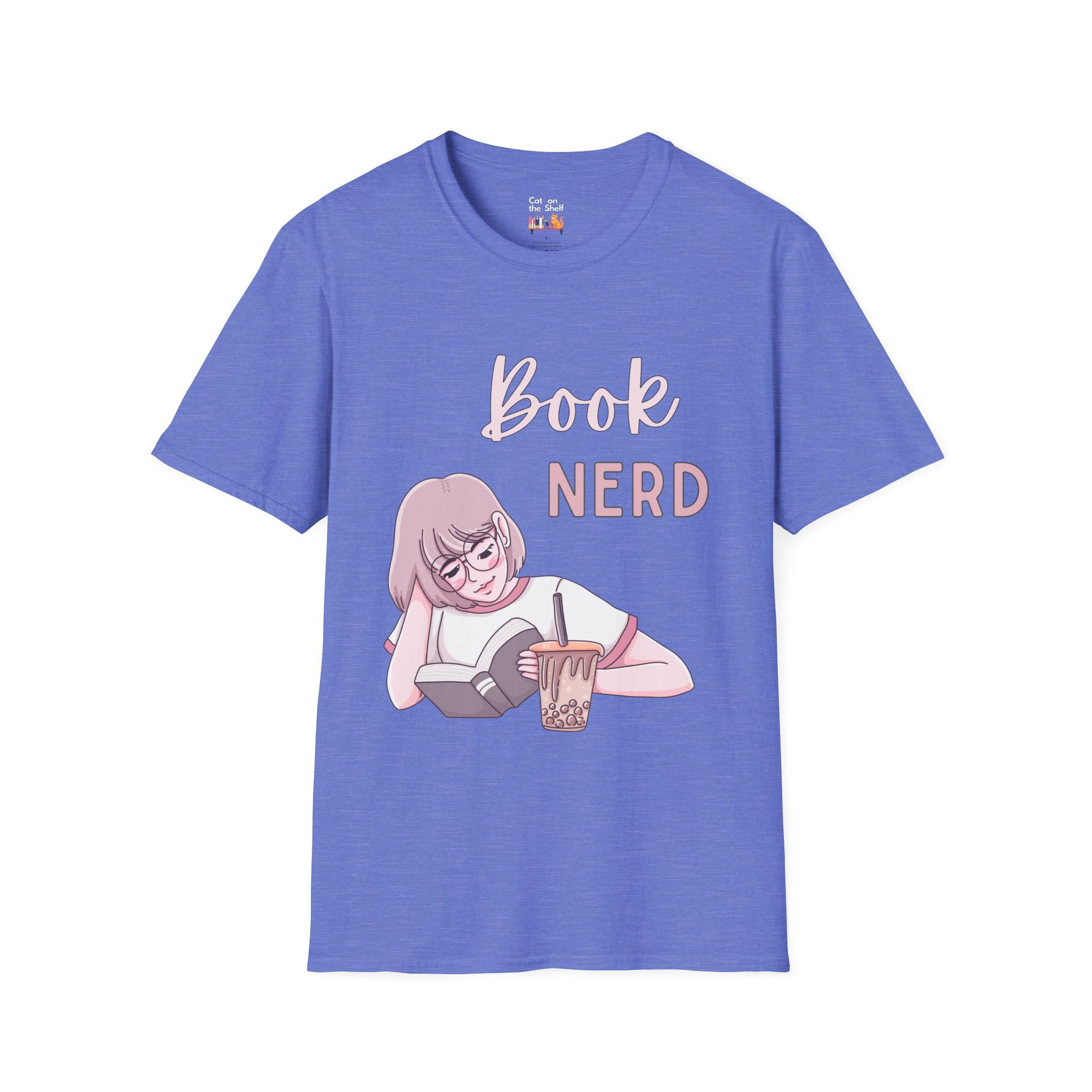 Book Nerd Pink Anime Girl Unisex Softstyle T-Shirt