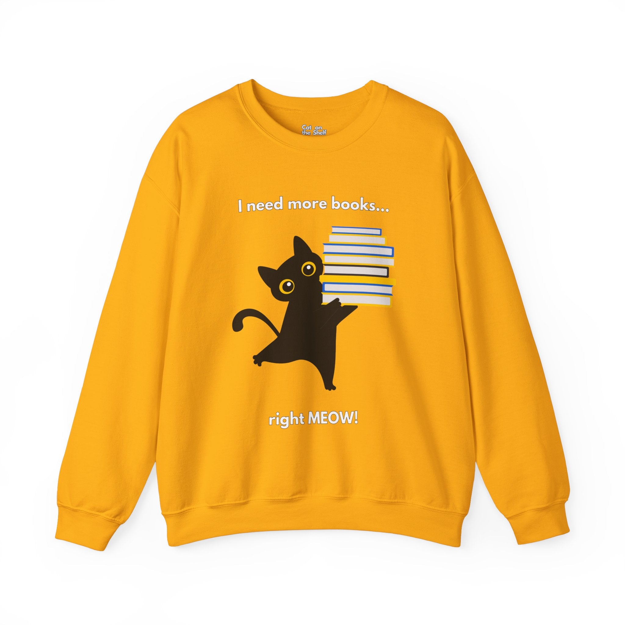 I Need More Books Right Meow Black Cat Unisex Heavy Blend™ Crewneck Sweatshirt