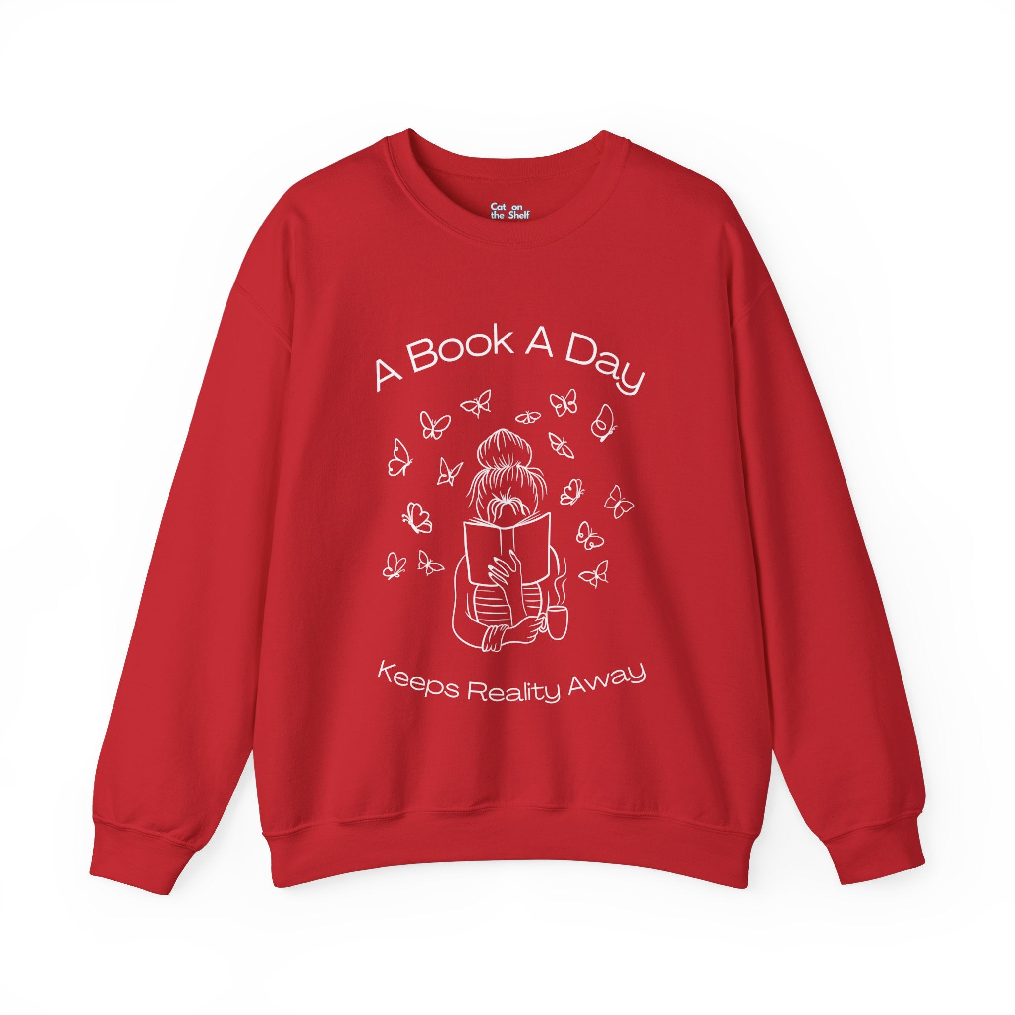 A Book A Day Keeps Reality Away Butterflies Unisex Heavy Blend™ Crewneck Sweatshirt