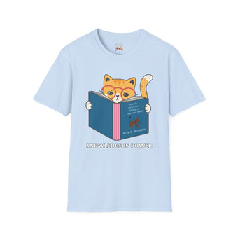 Knowledge Is Power Reading Cat Unisex Softstyle T-Shirt