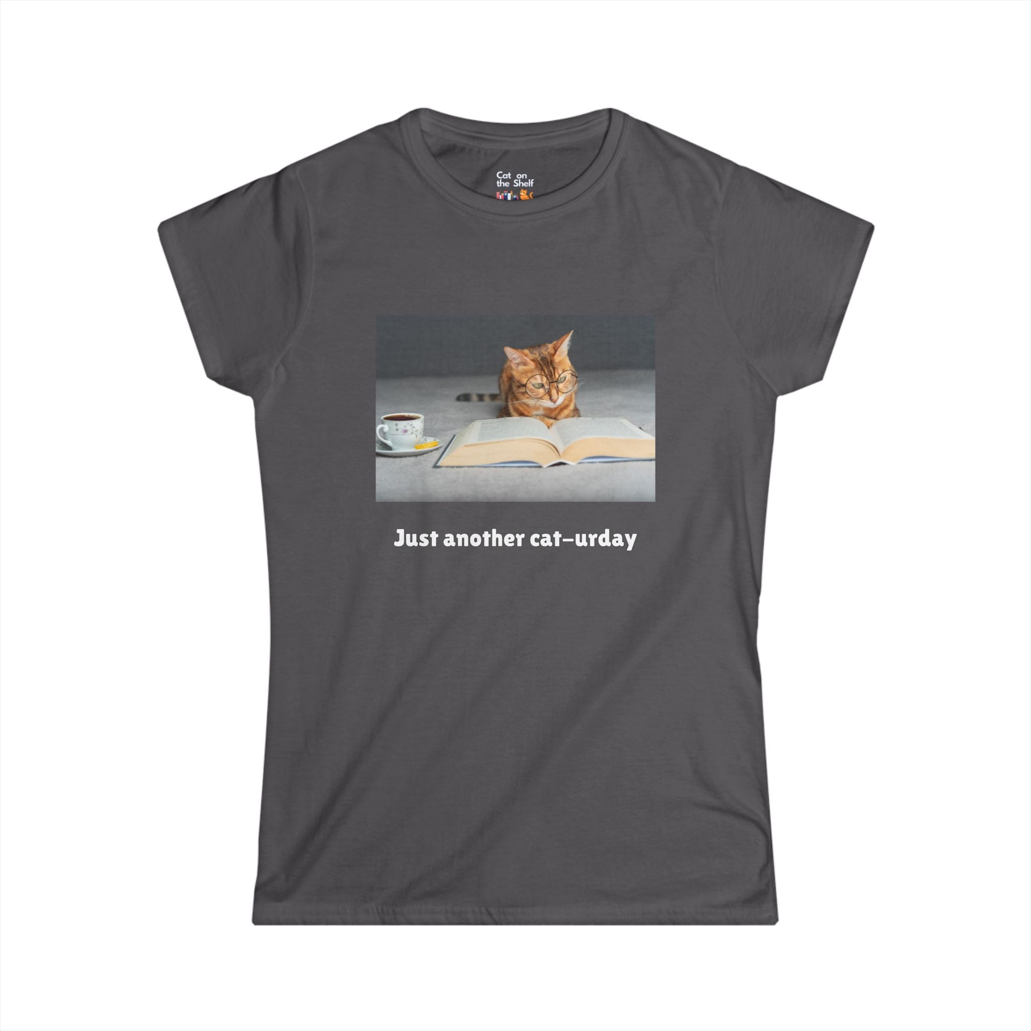 Just Another Cat-urday Cat Reading Book Women's Soft Tee