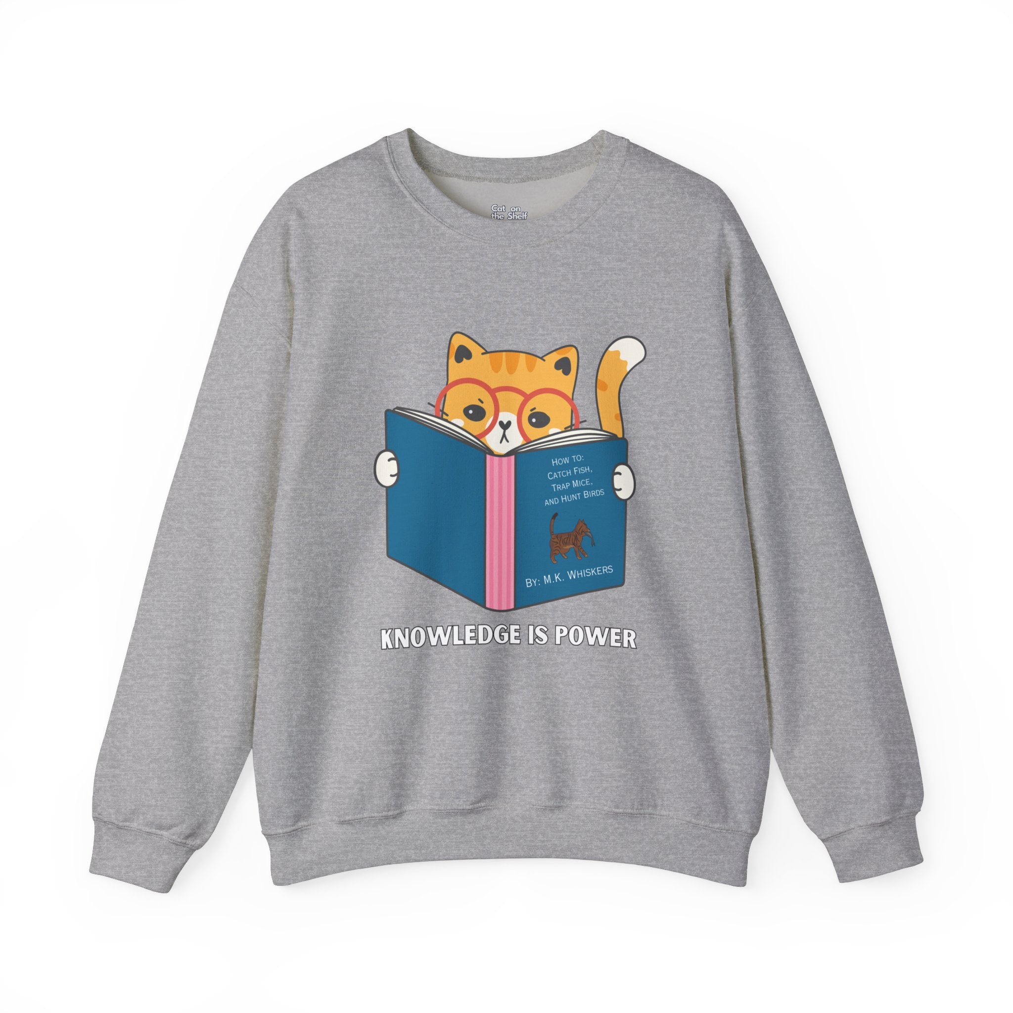 Knowledge Is Power Reading Cat Unisex Heavy Blend™ Crewneck Sweatshirt