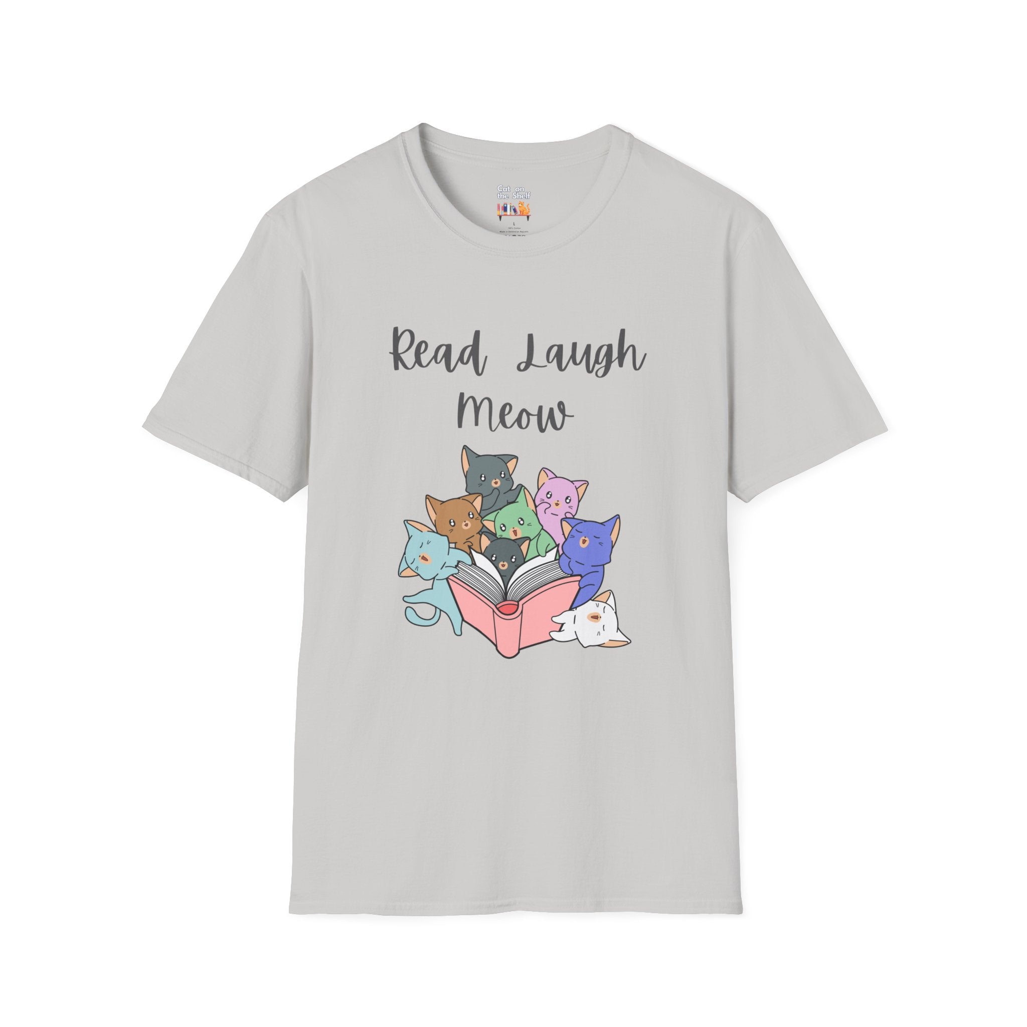 Read Laugh Meow Cute Cats Kittens Reading Unisex Softstyle T-Shirt