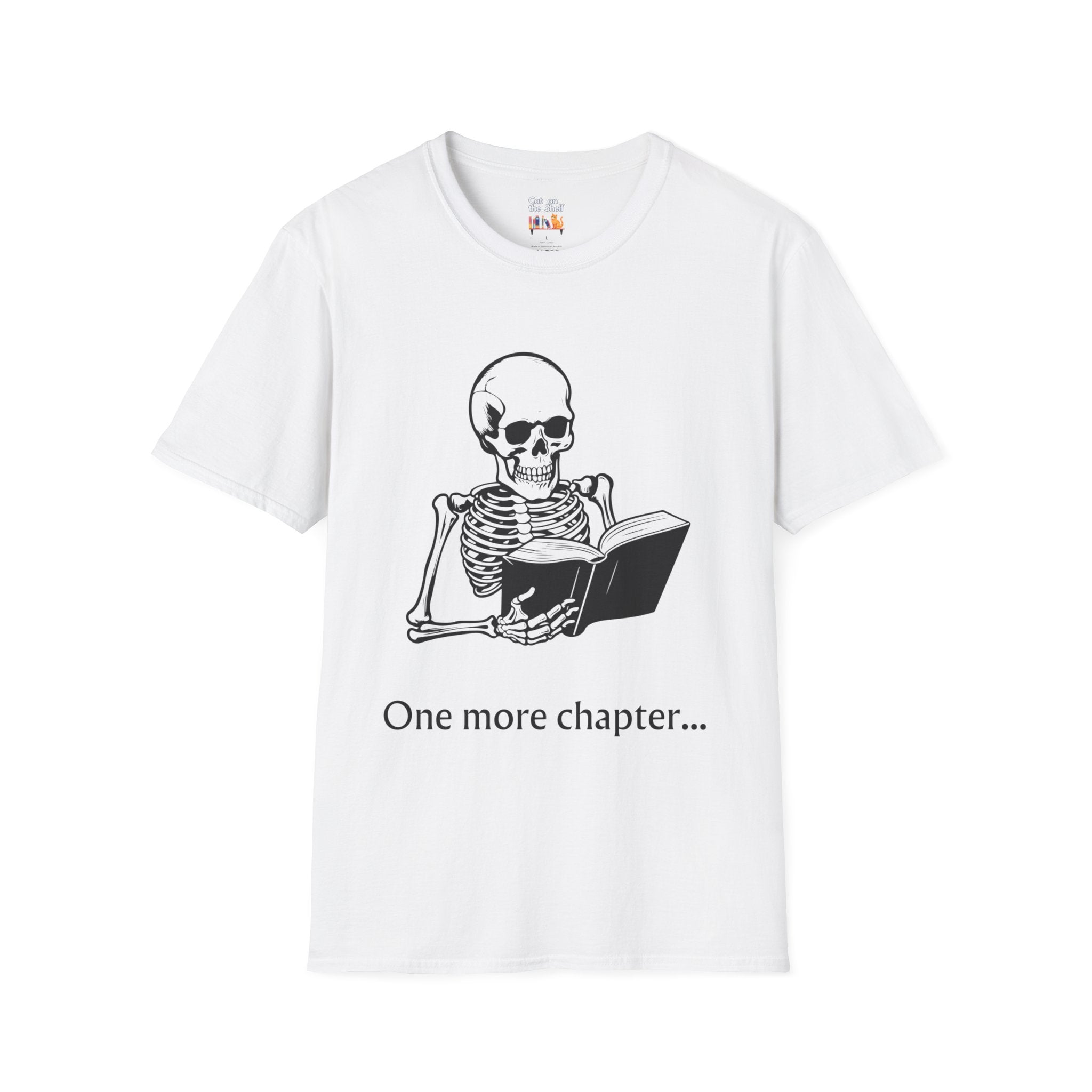 One More Chapter Reading Skeleton with Book Unisex Softstyle T-Shirt