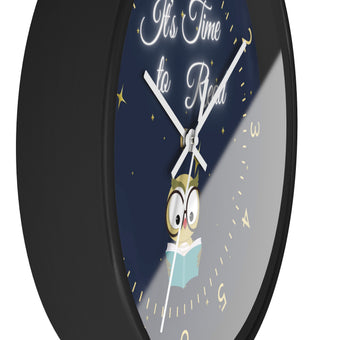 It's Time to Read Owl Reading Book Night Sky Wall Clock