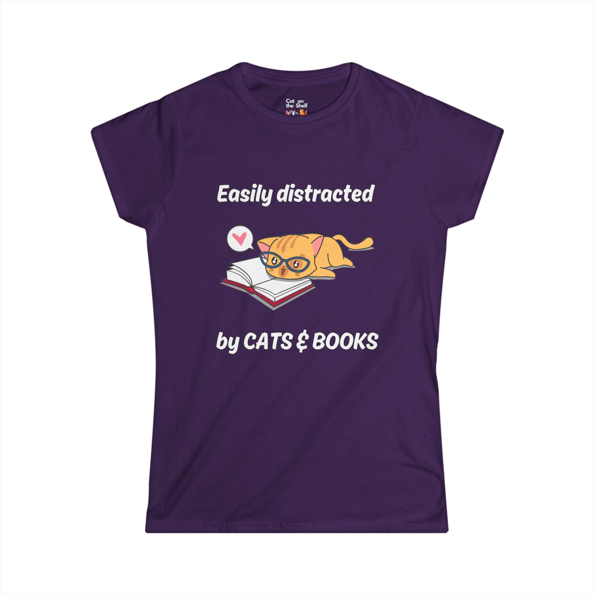 Easily Distracted By Cats & Books Women's Soft Tee