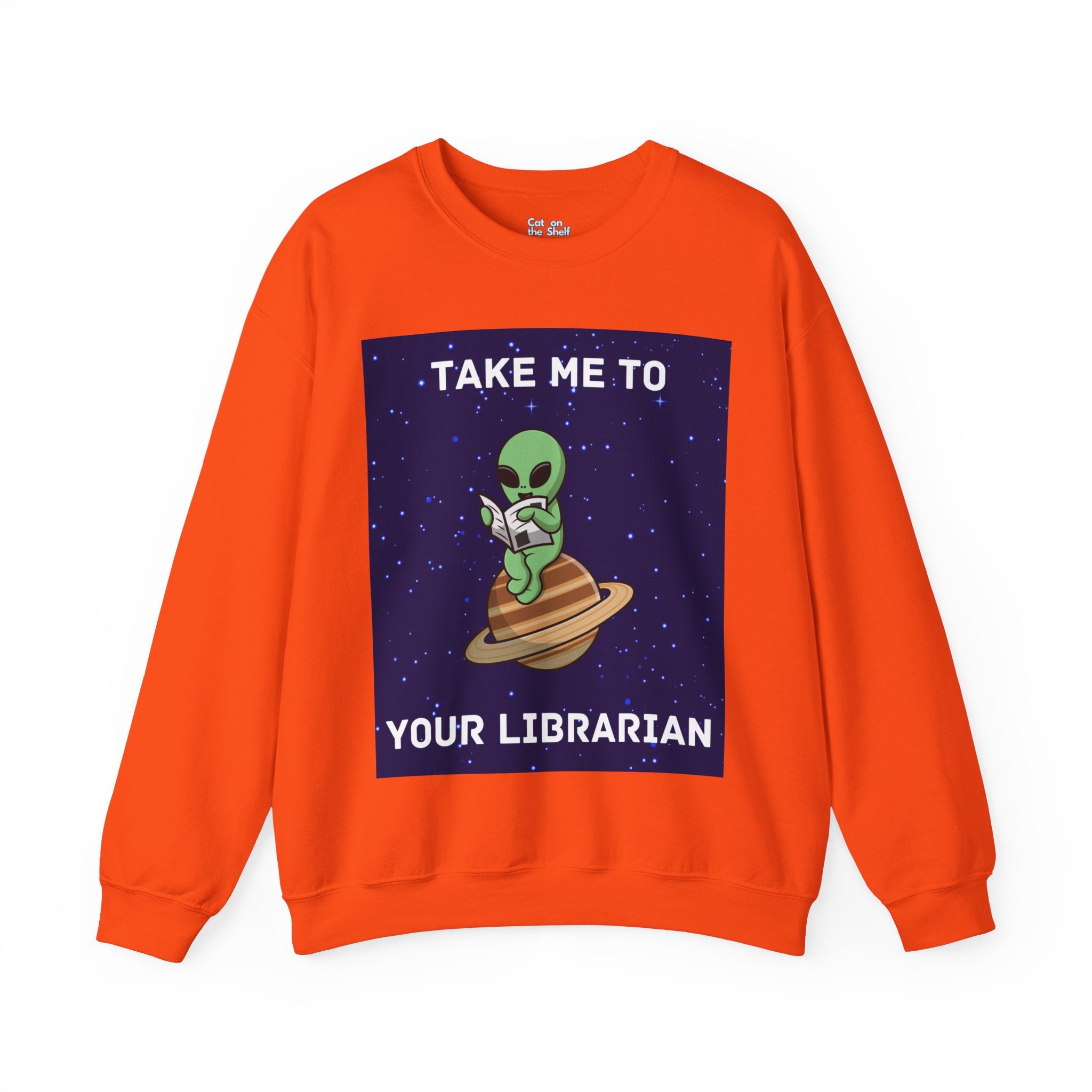 Take Me To Your Librarian Alien Reading Book Unisex Heavy Blend™ Crewneck Sweatshirt