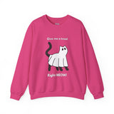 Give Me A Treat Right Meow Halloween Cat Unisex Heavy Blend™ Crewneck Sweatshirt