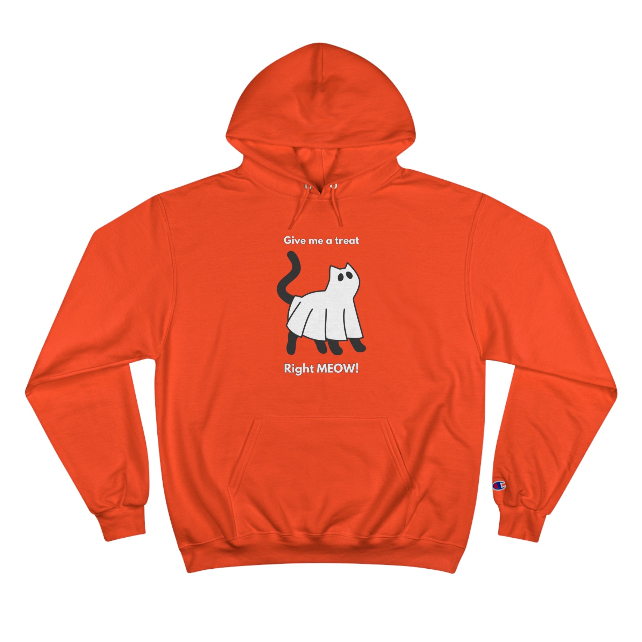 Give Me A Treat Right Meow Halloween Cat Champion Hoodie