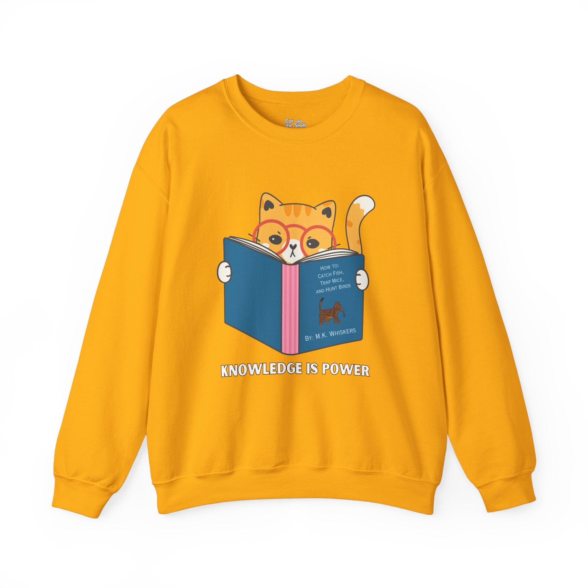 Knowledge Is Power Reading Cat Unisex Heavy Blend™ Crewneck Sweatshirt