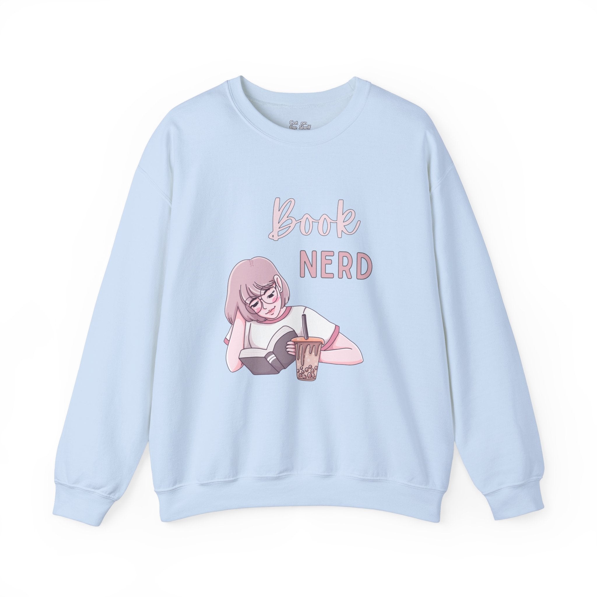 Book Nerd Pink Anime Girl Unisex Heavy Blend™ Crewneck Sweatshirt