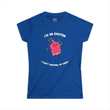 I'm So Excited I Can't Control My Shelf Party Book Women's Soft Tee