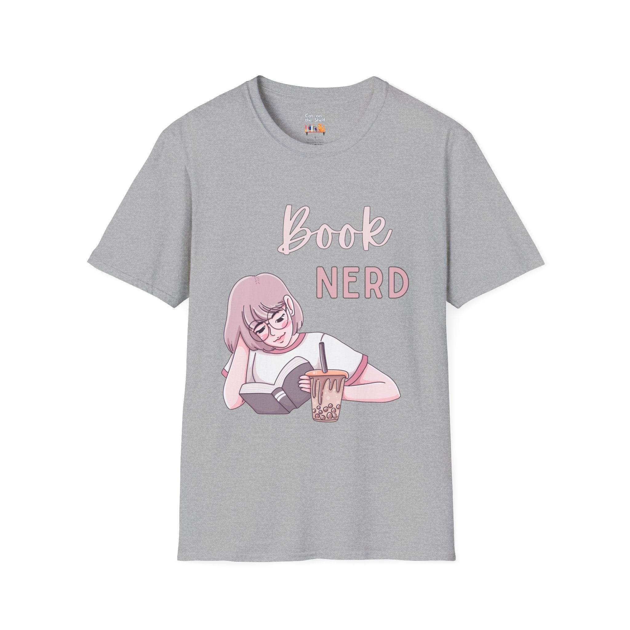 Book Nerd Pink Anime Girl Unisex Softstyle T-Shirt