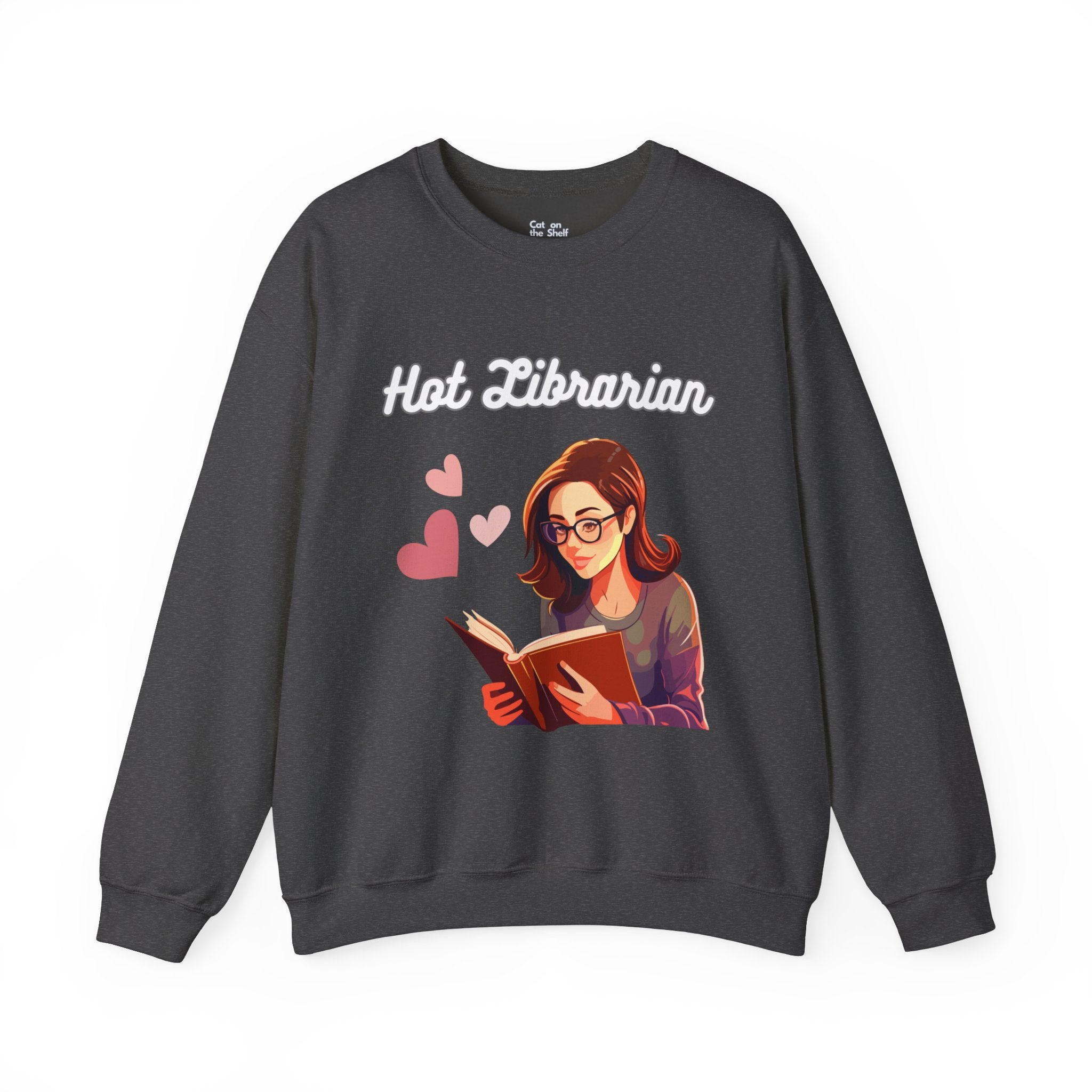 Hot Librarian Girl with Glasses Hearts Unisex Heavy Blend™ Crewneck Sweatshirt