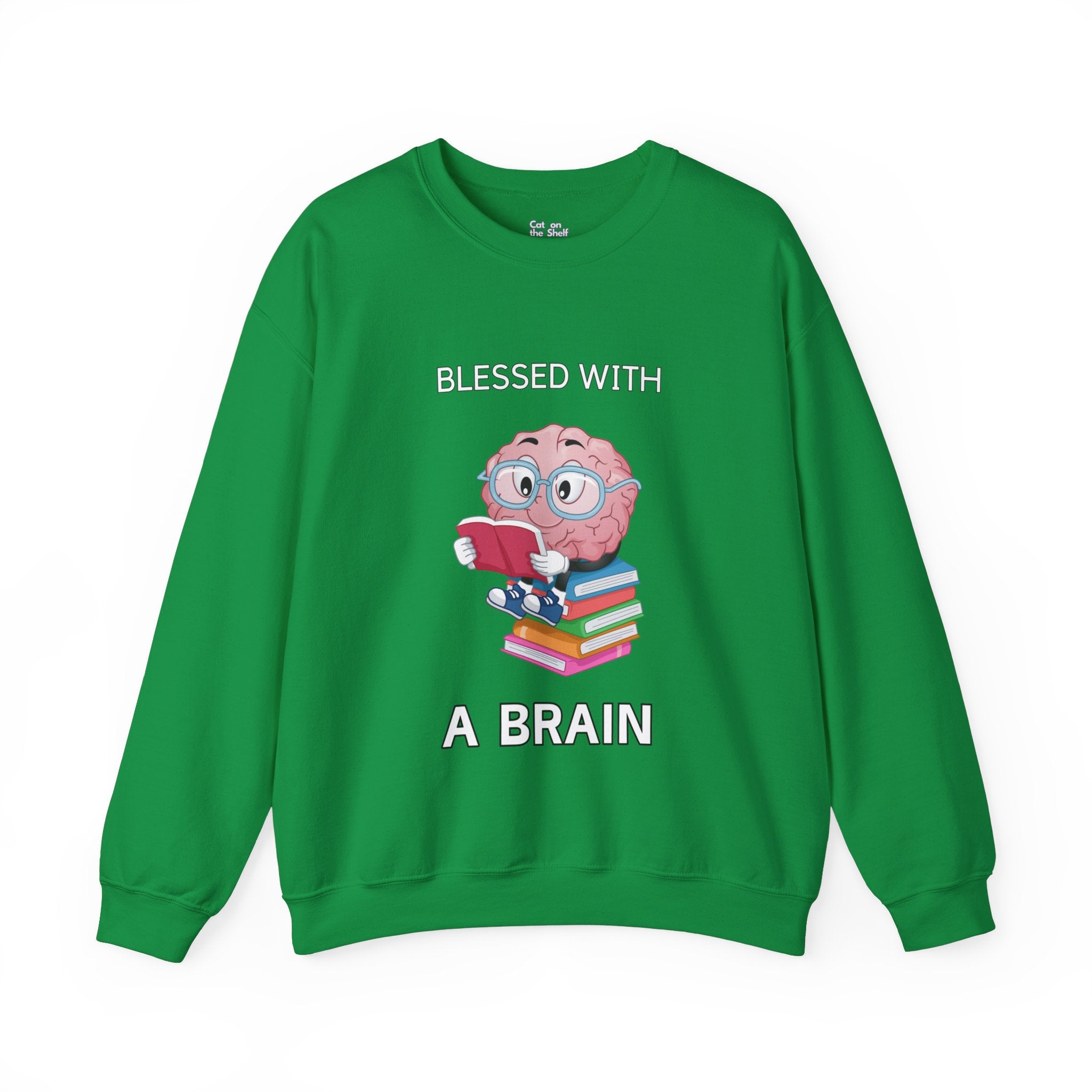 Blessed With A Brain Reading Brain Unisex Heavy Blend™ Crewneck Sweatshirt