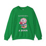 Blessed With A Brain Reading Brain Unisex Heavy Blend™ Crewneck Sweatshirt