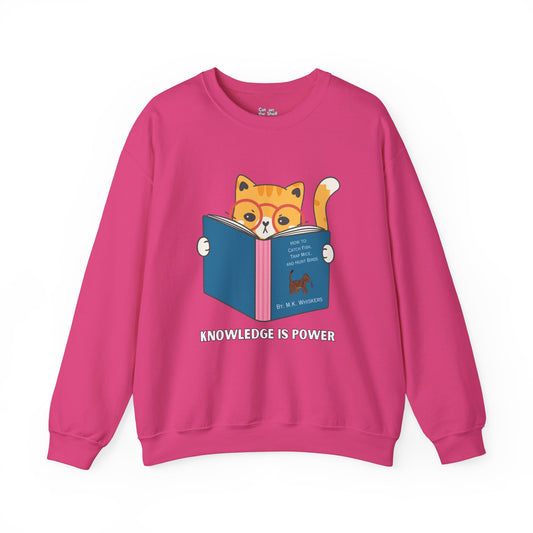 Knowledge Is Power Reading Cat Unisex Heavy Blend™ Crewneck Sweatshirt