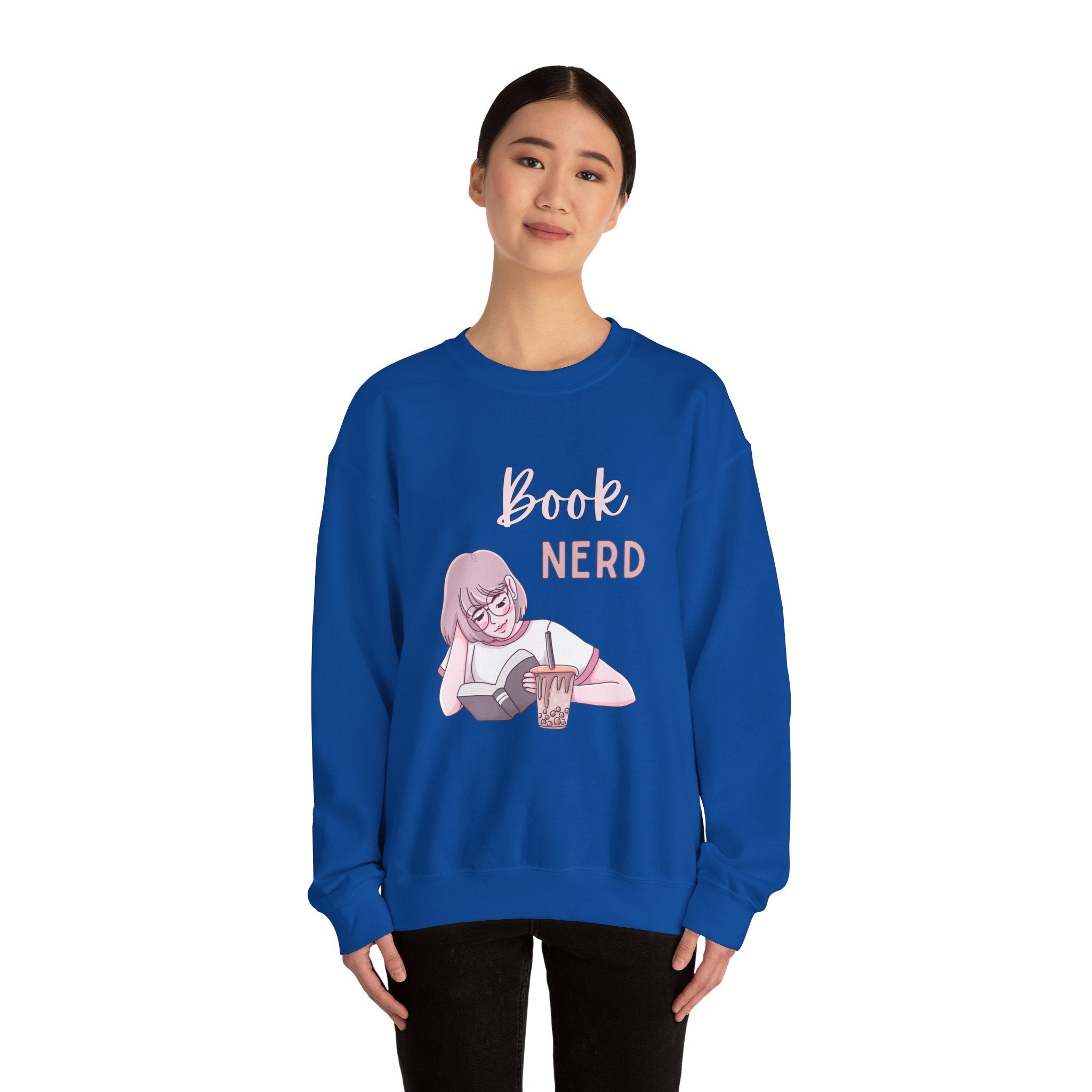 Book Nerd Pink Anime Girl Unisex Heavy Blend™ Crewneck Sweatshirt