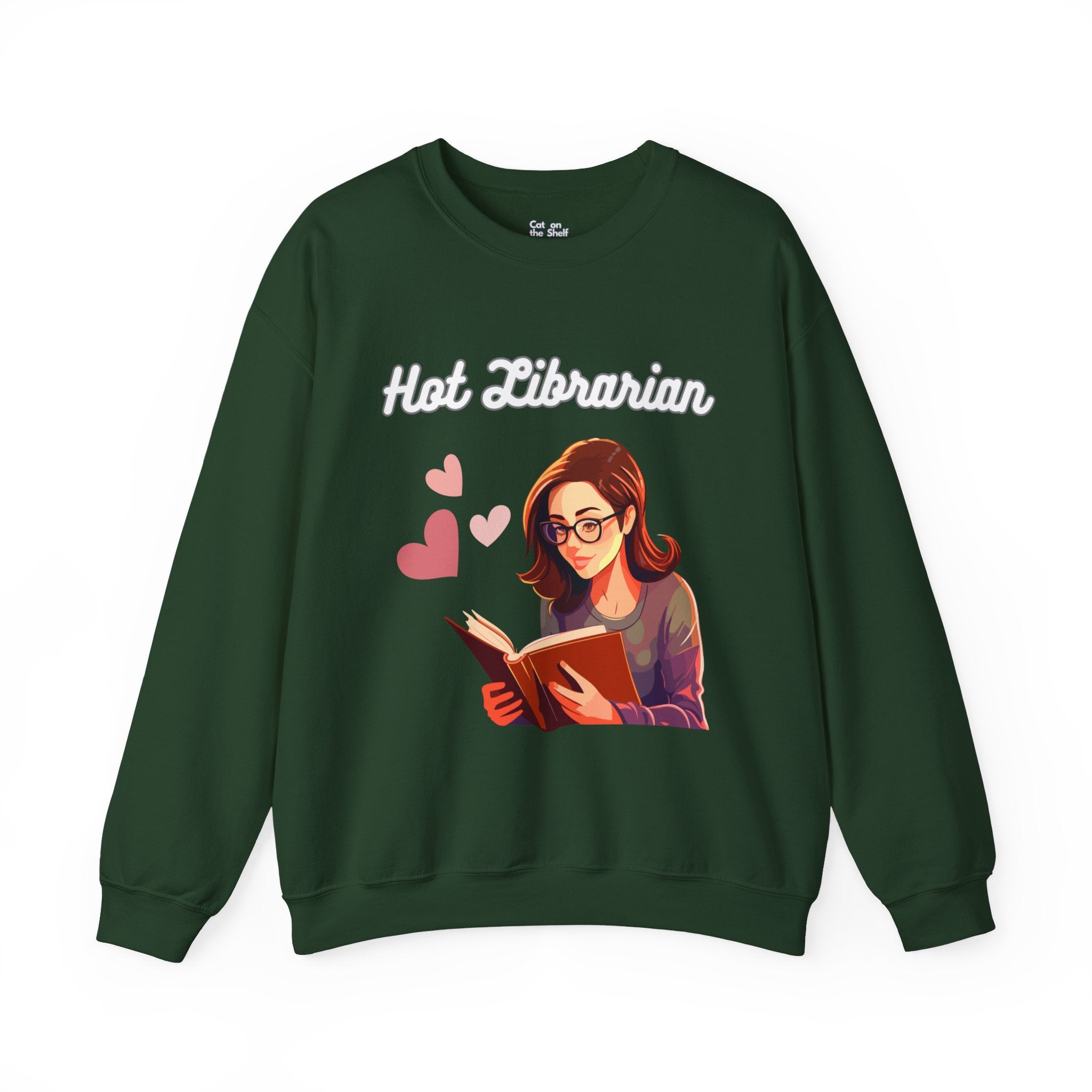 Hot Librarian Girl with Glasses Hearts Unisex Heavy Blend™ Crewneck Sweatshirt