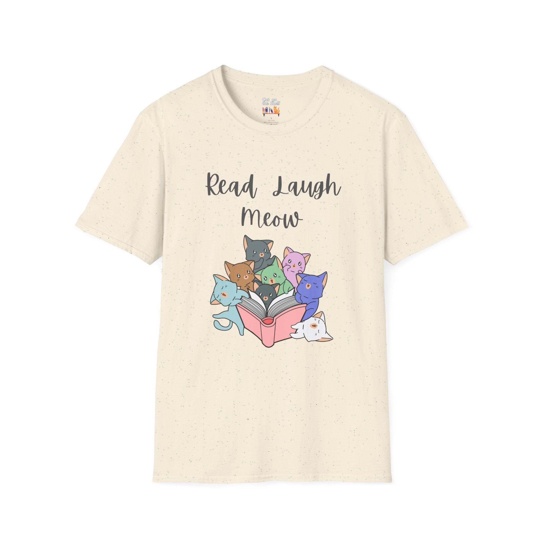 Read Laugh Meow Cute Cats Kittens Reading Unisex Softstyle T-Shirt