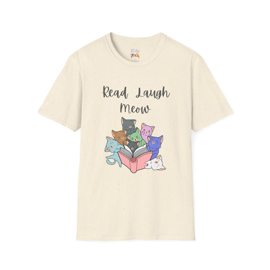 Read Laugh Meow Cute Cats Kittens Reading Unisex Softstyle T-Shirt