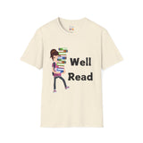 Well Read Girl With Stack of Books Unisex Softstyle T-Shirt