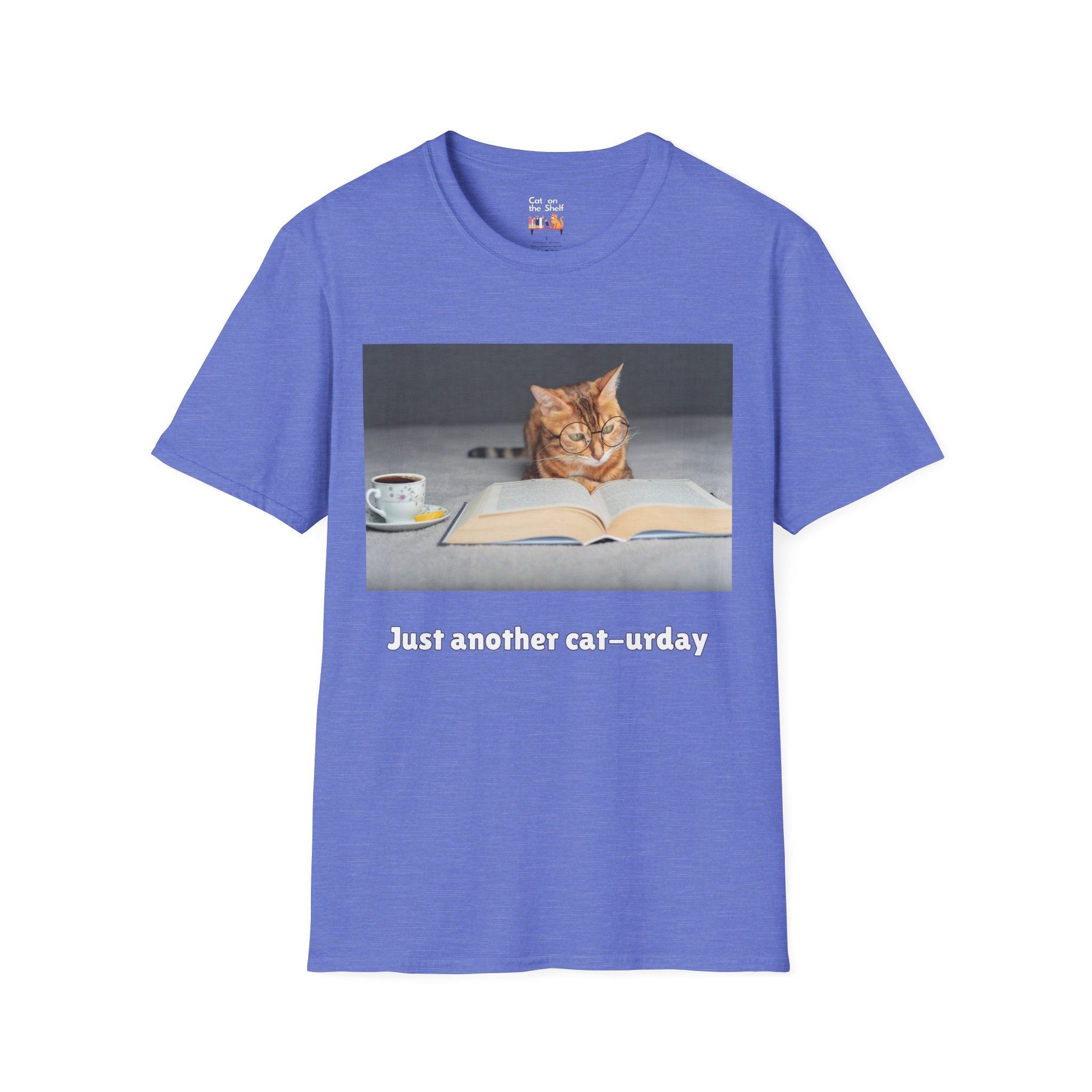 Just Another Cat-urday Cat Reading Book Unisex Softstyle T-Shirt