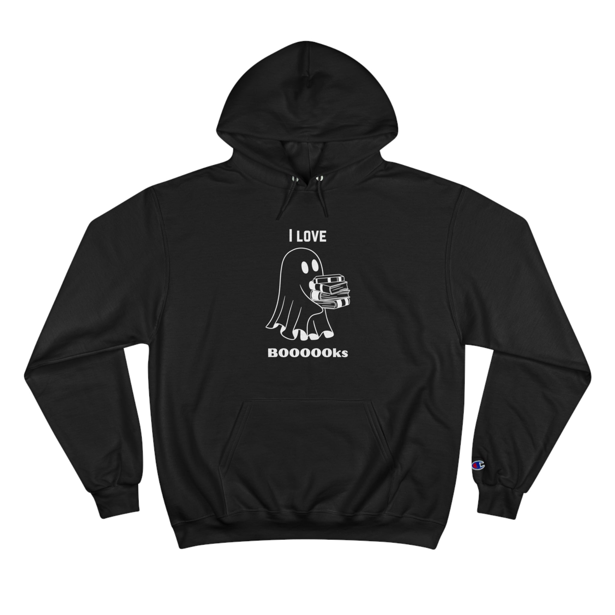 I Love Books Halloween Ghost Champion Hoodie