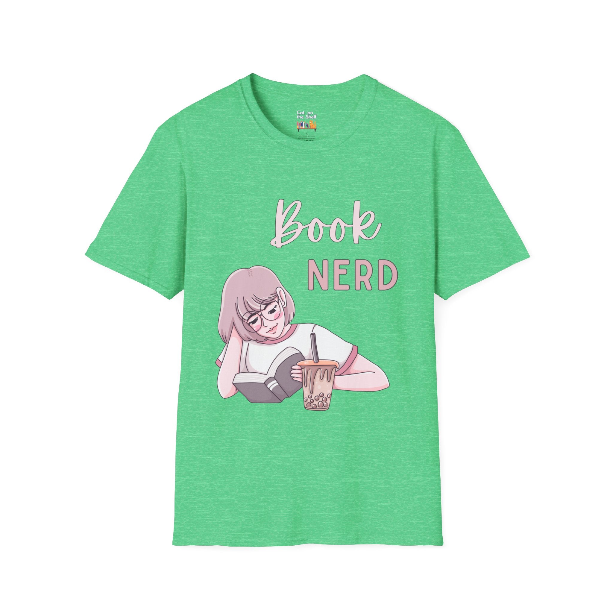 Book Nerd Pink Anime Girl Unisex Softstyle T-Shirt