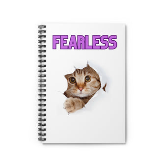 Fearless Kitty Busting Through Small Spiral Notebook
