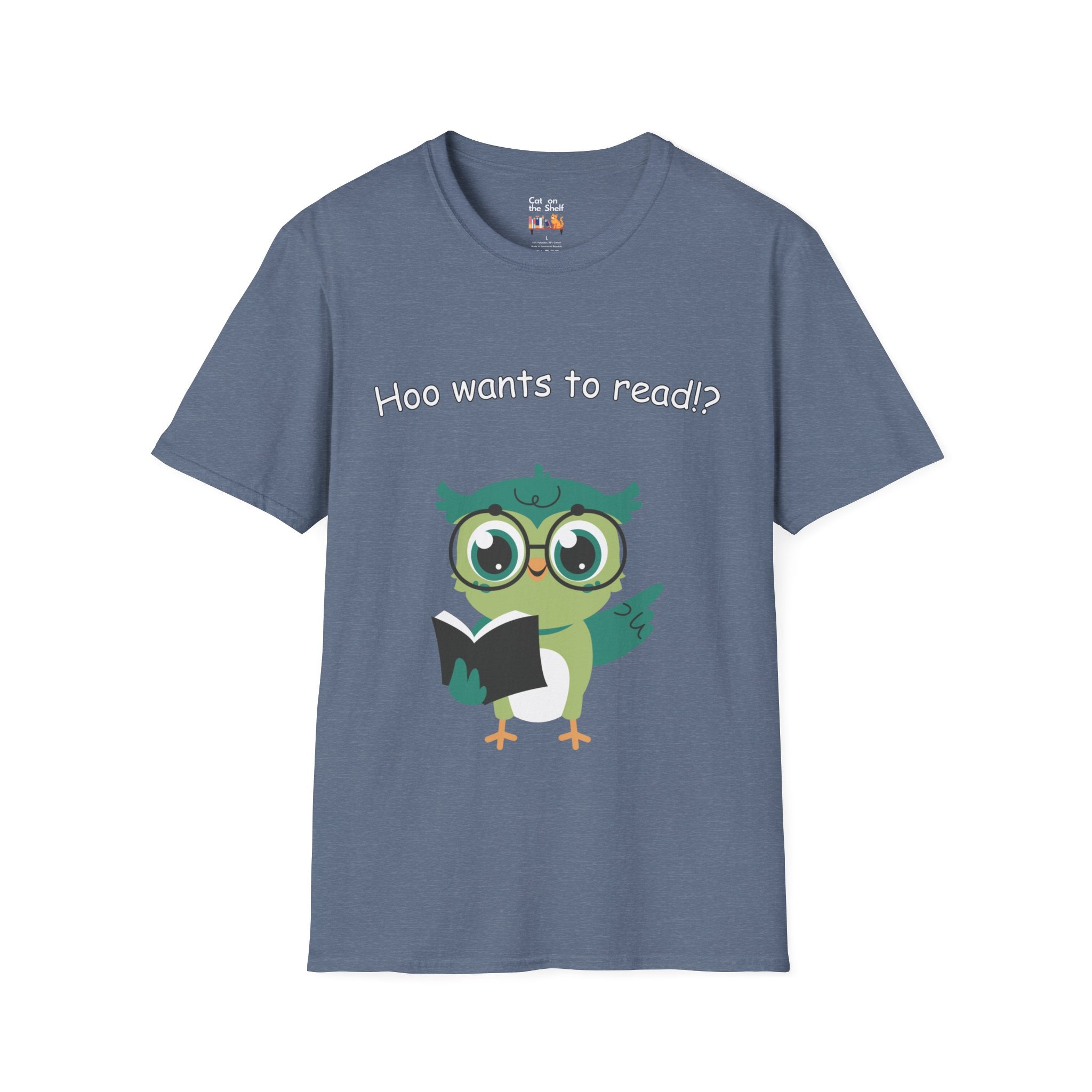 Who Hoo Wants to Read? Owl with Book Unisex Softstyle T-Shirt