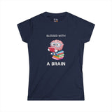 Blessed With A Brain Reading Brain Women's Soft Tee