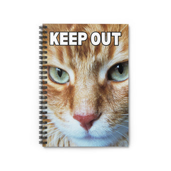 Keep Out Orange Cat Face Small Spiral Notebook