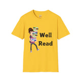 Well Read Girl With Stack of Books Unisex Softstyle T-Shirt