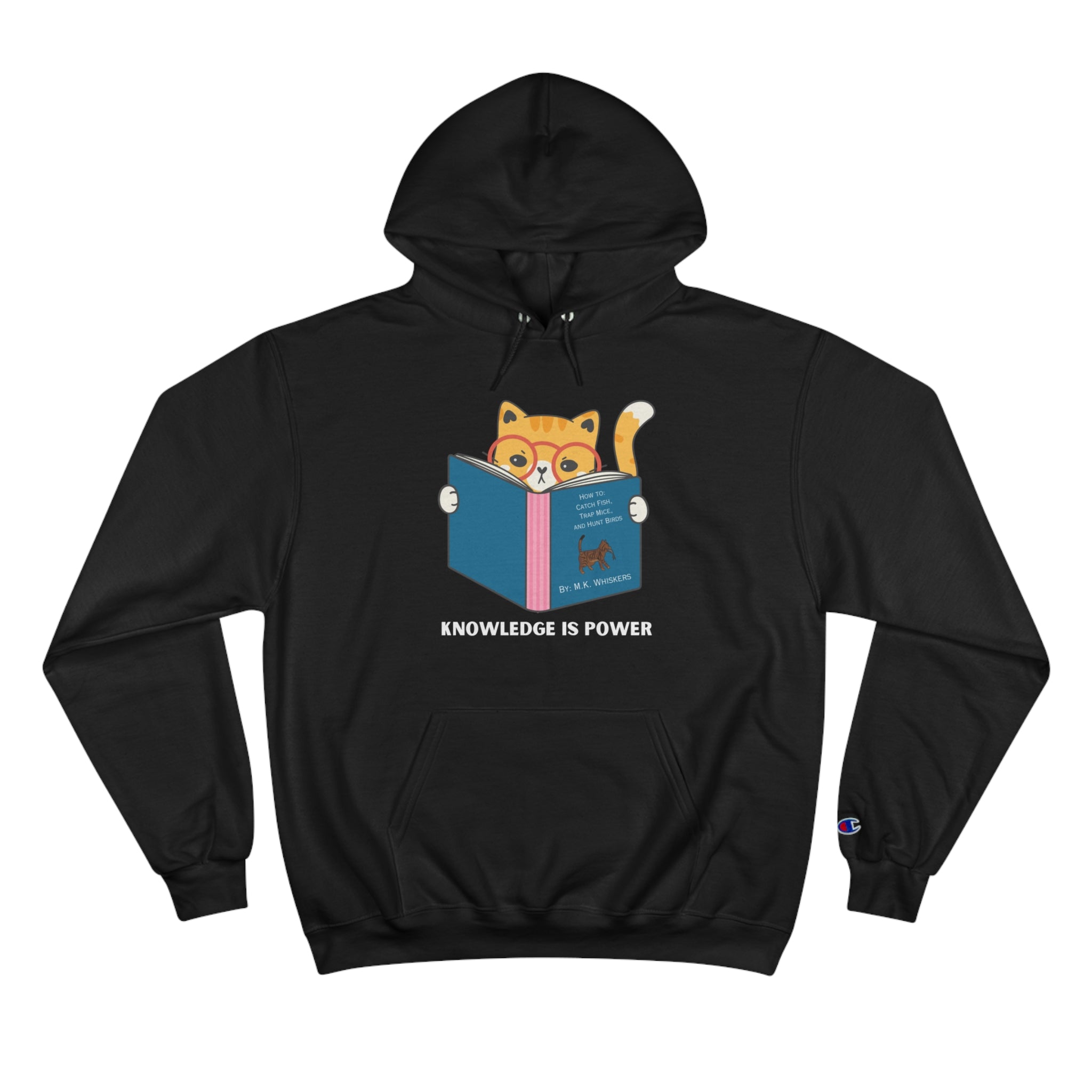 Knowledge Is Power Reading Cat Champion Hoodie