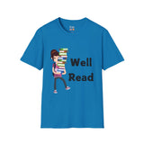 Well Read Girl With Stack of Books Unisex Softstyle T-Shirt