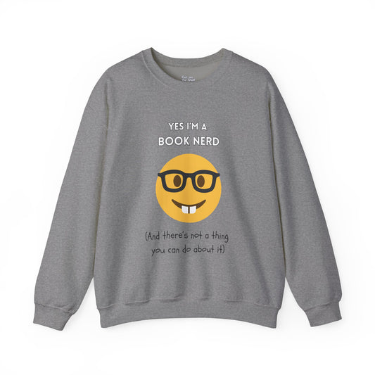 Yes I'm A Book Nerd Funny Emoji Unisex Heavy Blend™ Crewneck Sweatshirt