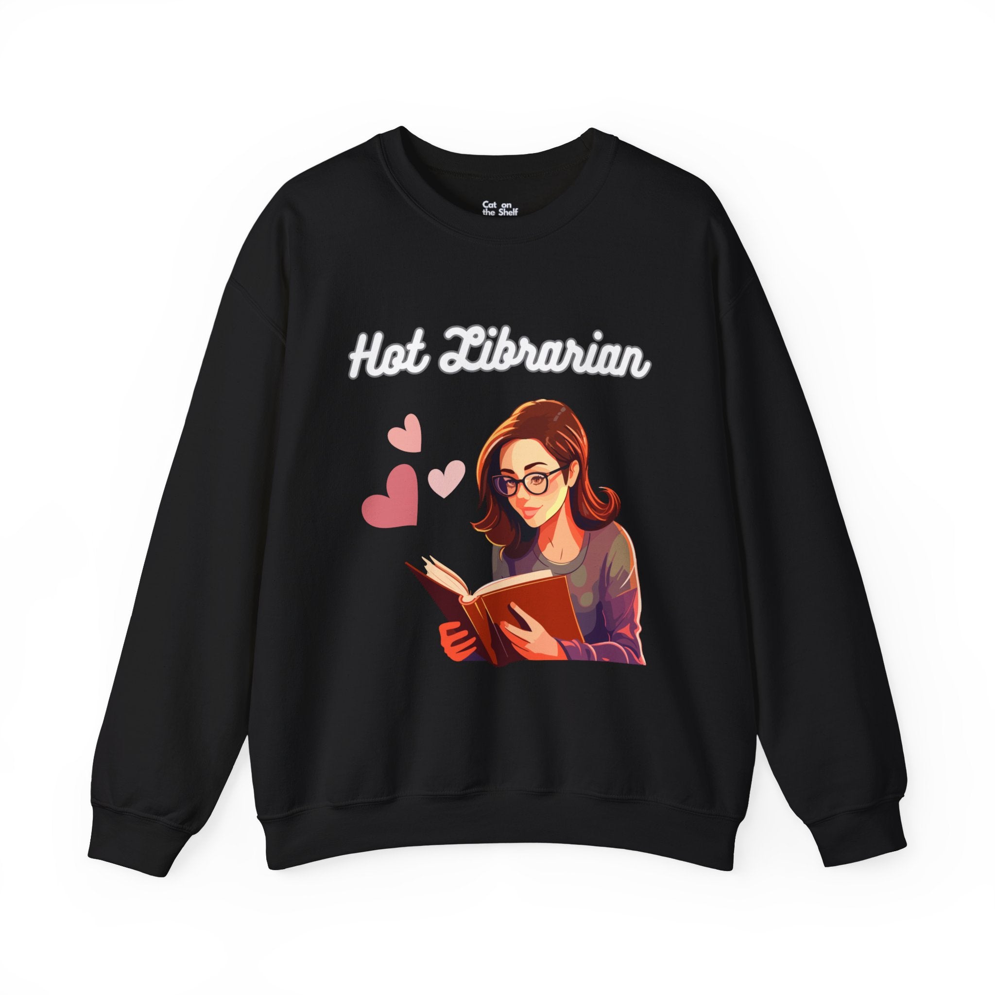 Hot Librarian Girl with Glasses Hearts Unisex Heavy Blend™ Crewneck Sweatshirt