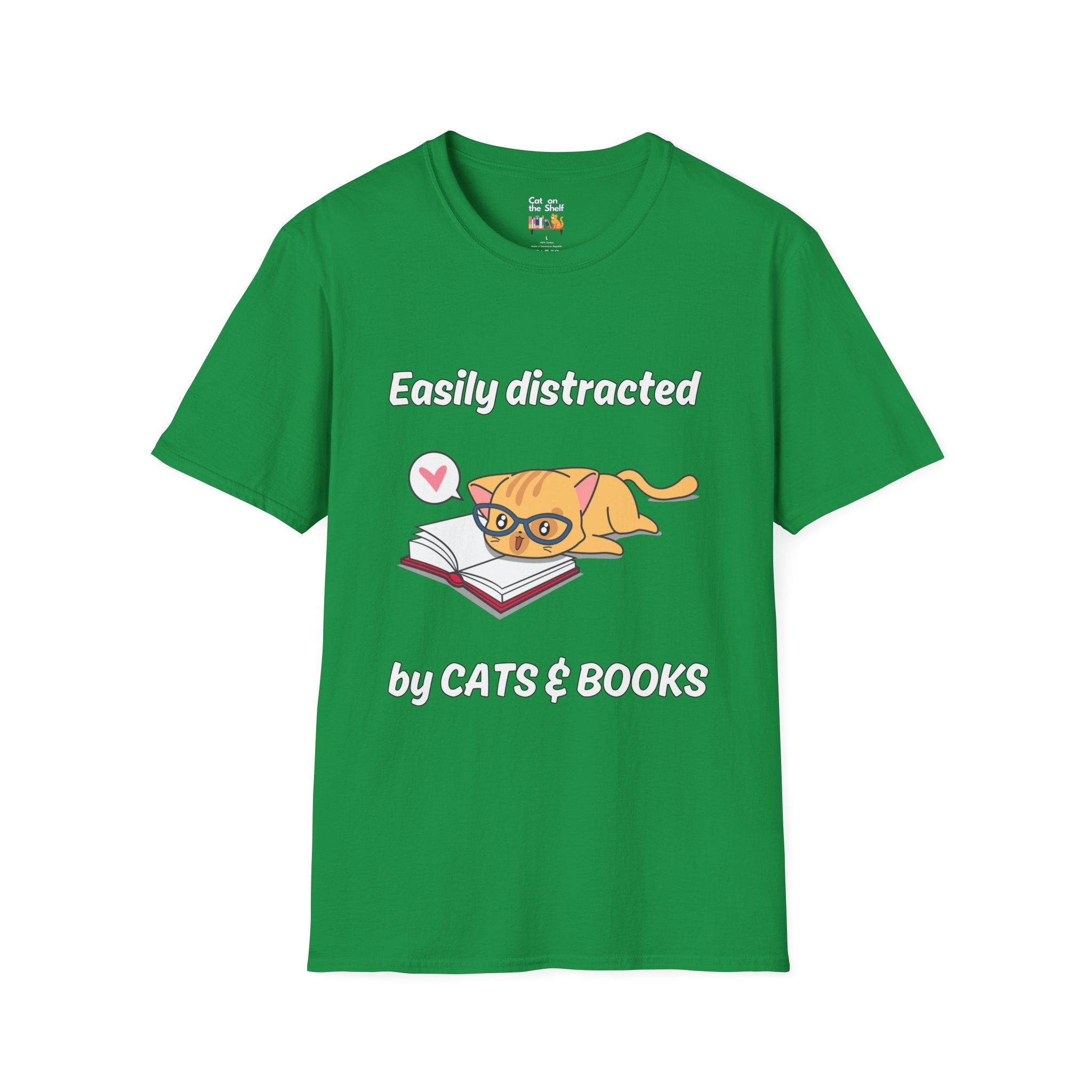 Easily Distracted By Cats & Books Unisex Softstyle T-Shirt