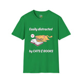 Easily Distracted By Cats & Books Unisex Softstyle T-Shirt