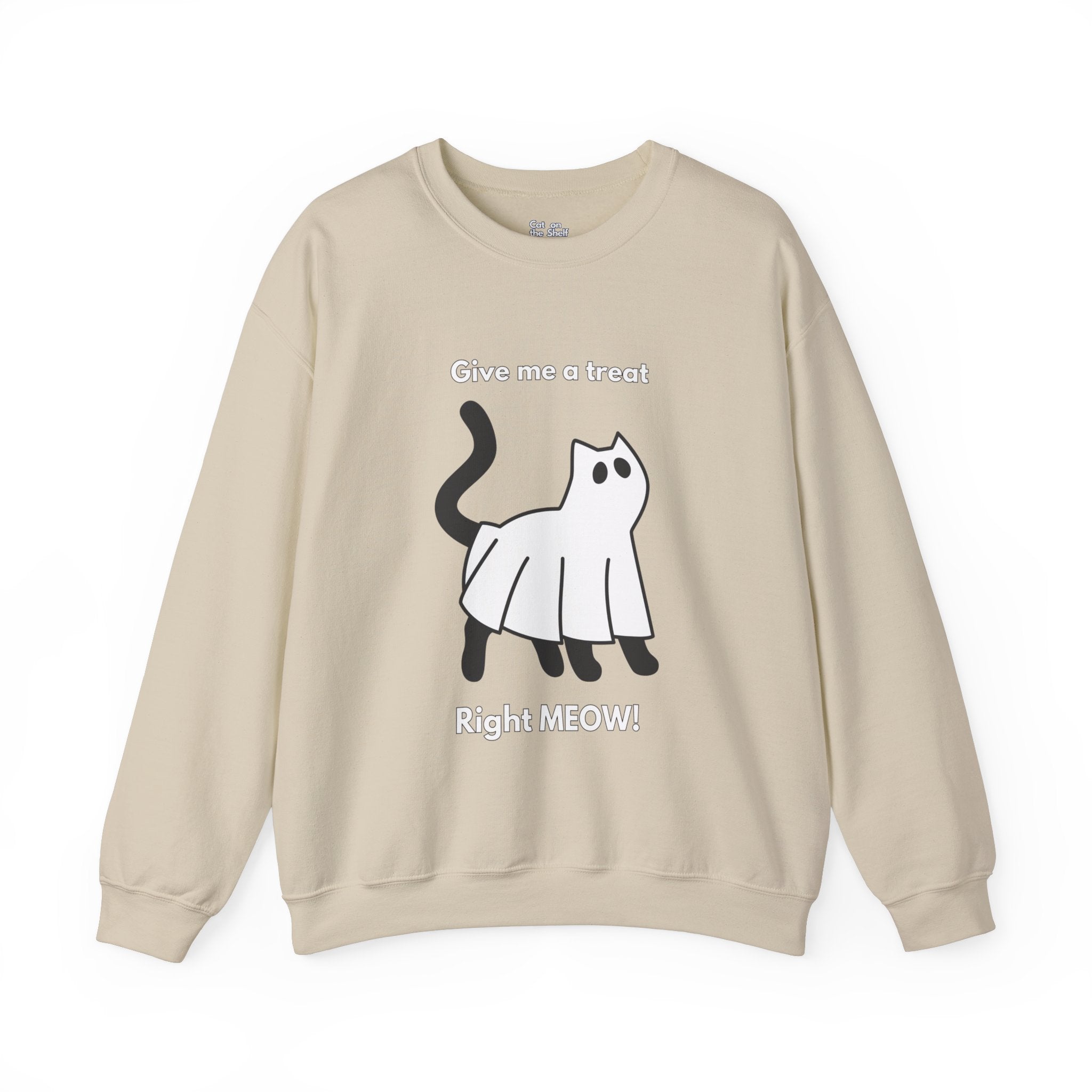 Give Me A Treat Right Meow Halloween Cat Unisex Heavy Blend™ Crewneck Sweatshirt