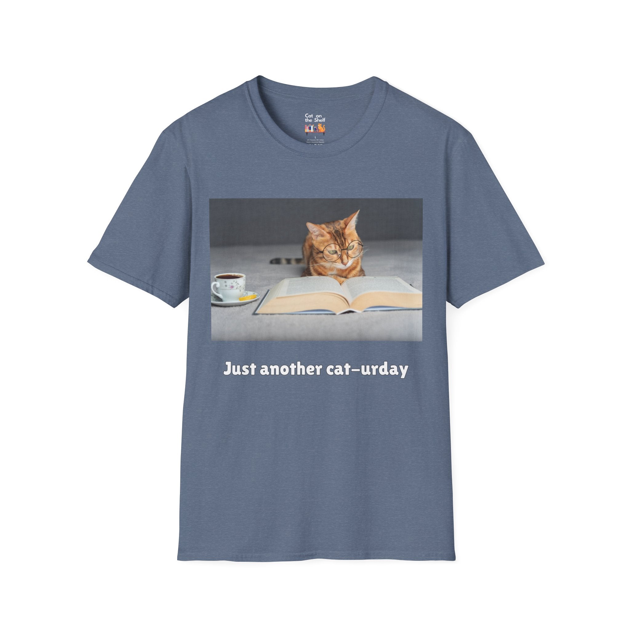 Just Another Cat-urday Cat Reading Book Unisex Softstyle T-Shirt